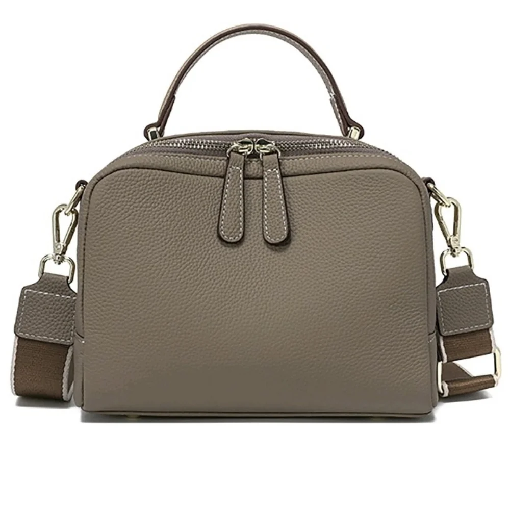 Elegant Taupe (Elephant Gray) Leather Handbag